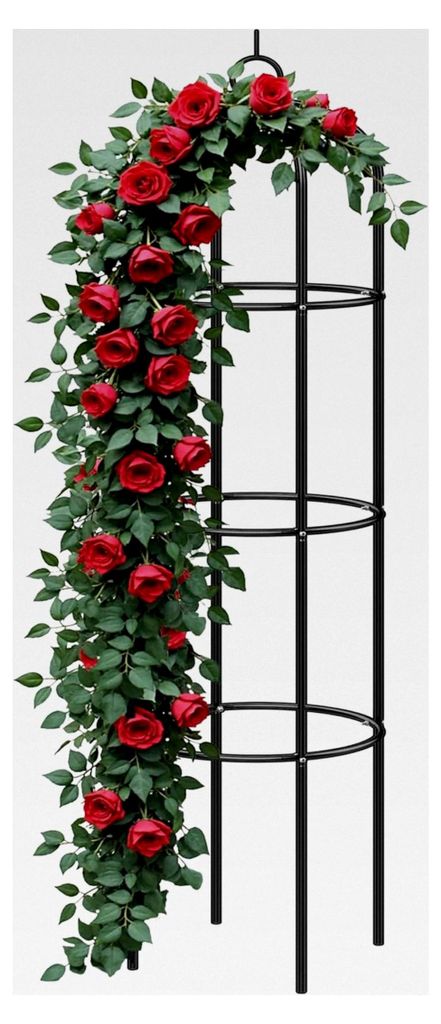 Rosenbogen 240x140x37cm aus Metall, stabil, rostbeständig, pulverbeschichtet, schwarz, Rankgitter, Rankhilfe, Gartenbogen