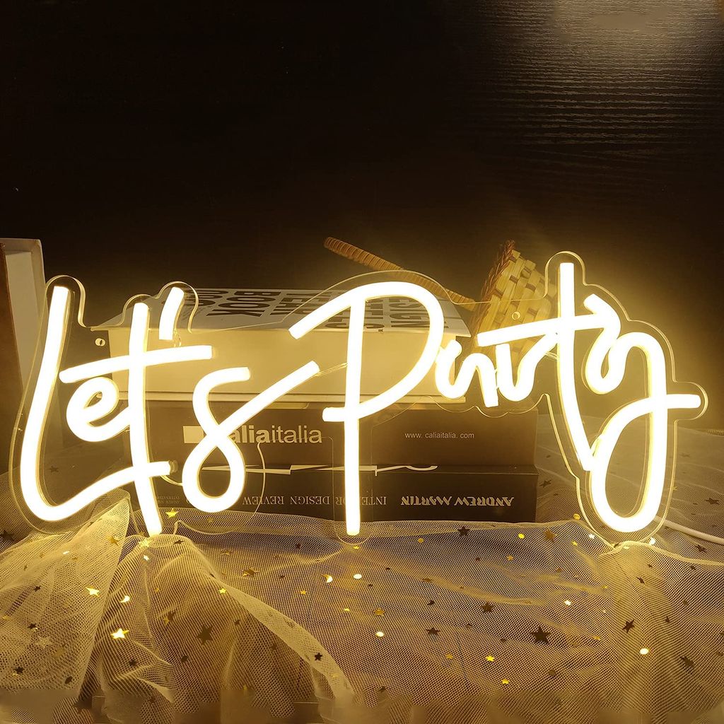 Let's Party Neonlicht Dekoleuchten Leuchtschild Neon Schild Neon Sign, LED Leuchtreklame Wanddekoration für Gaming Zimmer Schlafzimmer Wand Bar Ho...