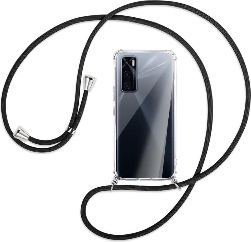 Handykette Backcover-Schutzhülle mit Band (Metall silberfarben) für vivo V20 SE (V2022) / Y70 - schwarz