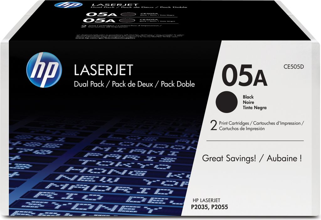 HP Toner CE505D 05A 2.300Seiten schwarz 2 St./Pack.