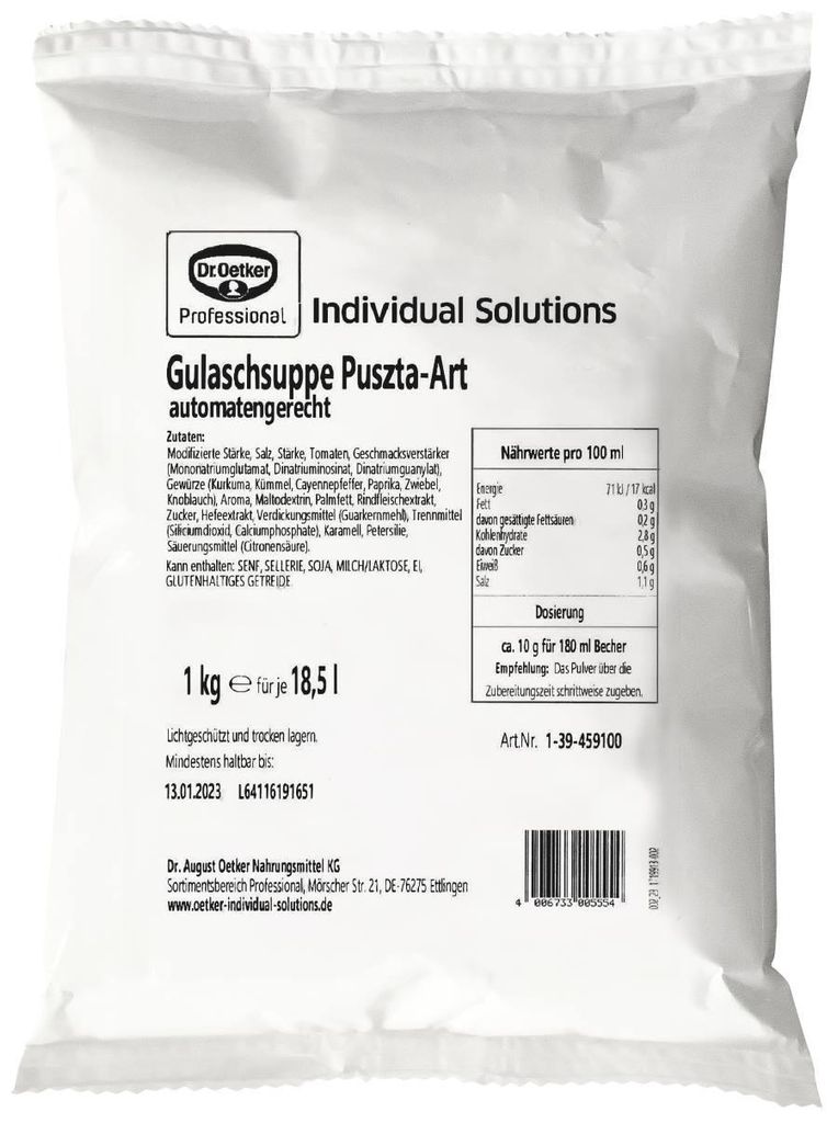 Dr. Oetker Gulaschsuppe Puszta Art Automatensuppe 1kg Produktbild 