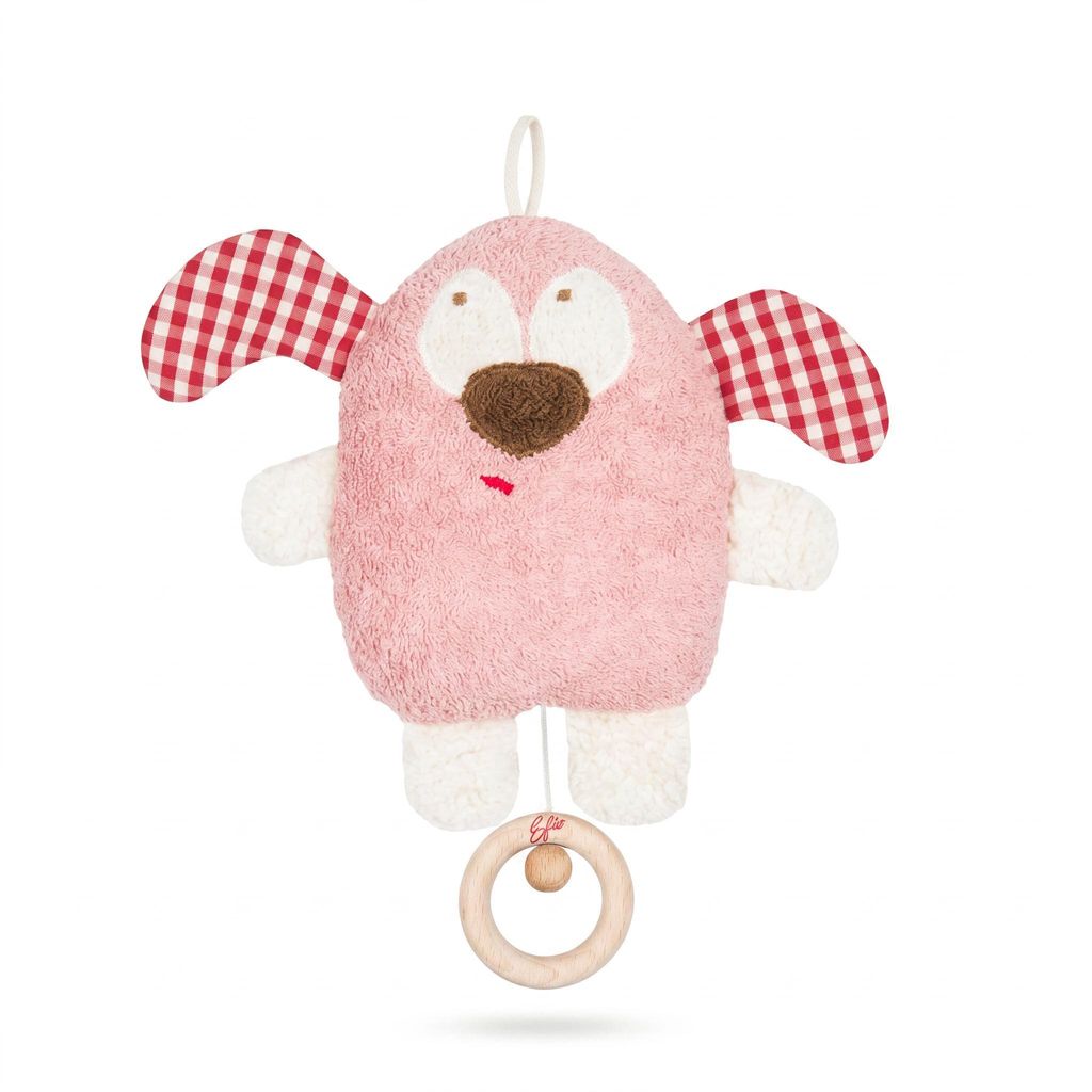 Efie Baby Spieluhr rosa – Melodie LaLeLu, Kuschelspieluhr aus kbA Baumwolle, Germany