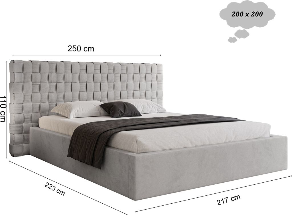 Polsterbett CASCADA Magic Velvet, Lattenrost mit 32 Lamellen, großer Bettkasten beige (Magic Velvet 2201)-180 x 200 cm-mit Metall Rahmen Lattenrost