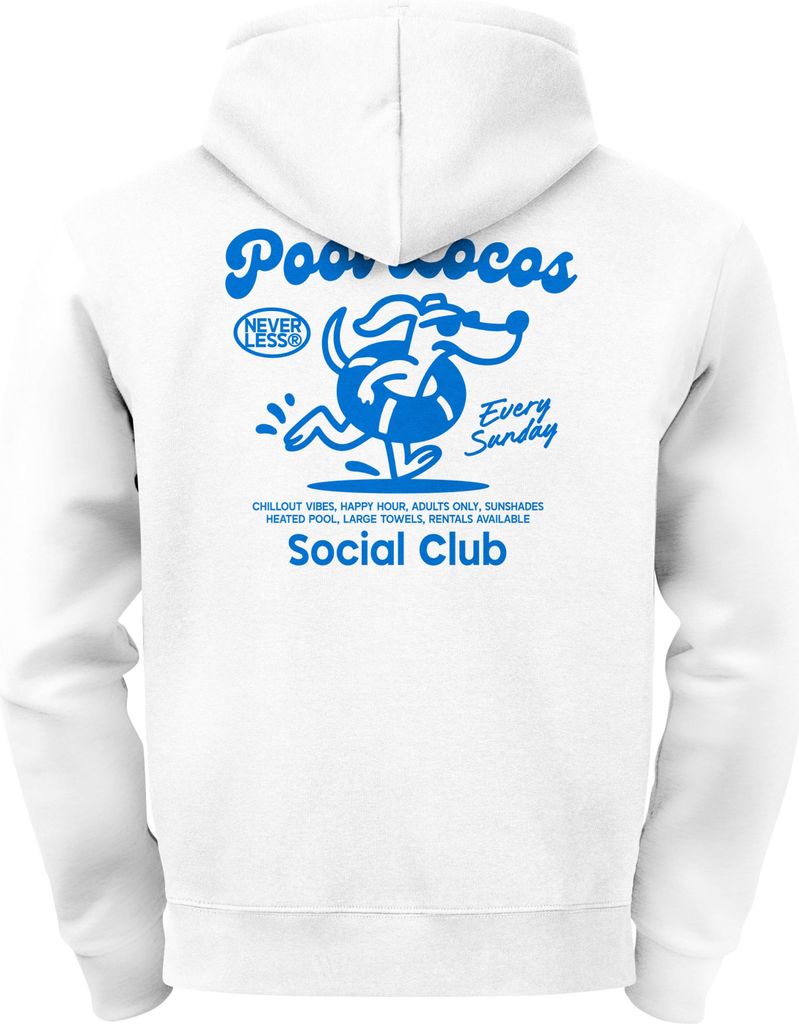 Herren Hoodie Backprint Pool Locos Club Lustiger Kapuzenpullover mit Hunde-Print Männer Fashion Streetstyle Neverless
