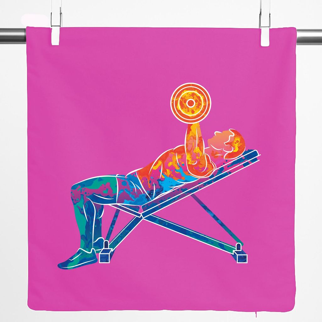 Huuraa Kissenbezug Fitness Training Bench Press bunte Silhouette 40x40cm Fuchsia Baumwolle Dekokissenbezug Geschenkidee