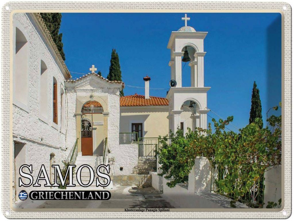 vianmo Blechschild 30x40 cm Samos Griechenland Klosteranlage Panagia Bildmotiv Reisemotiv Abenteuer Reisen