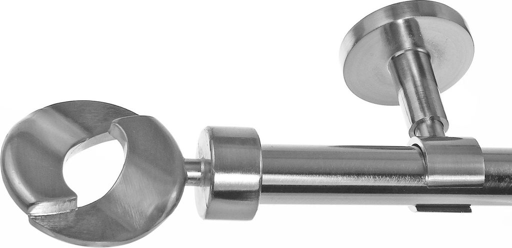 Gardinenstange Edelstahl look, Metall, Durchmesser 20mm Deckenträger D31, 1-läufig, Länge 360, Endkappe E83