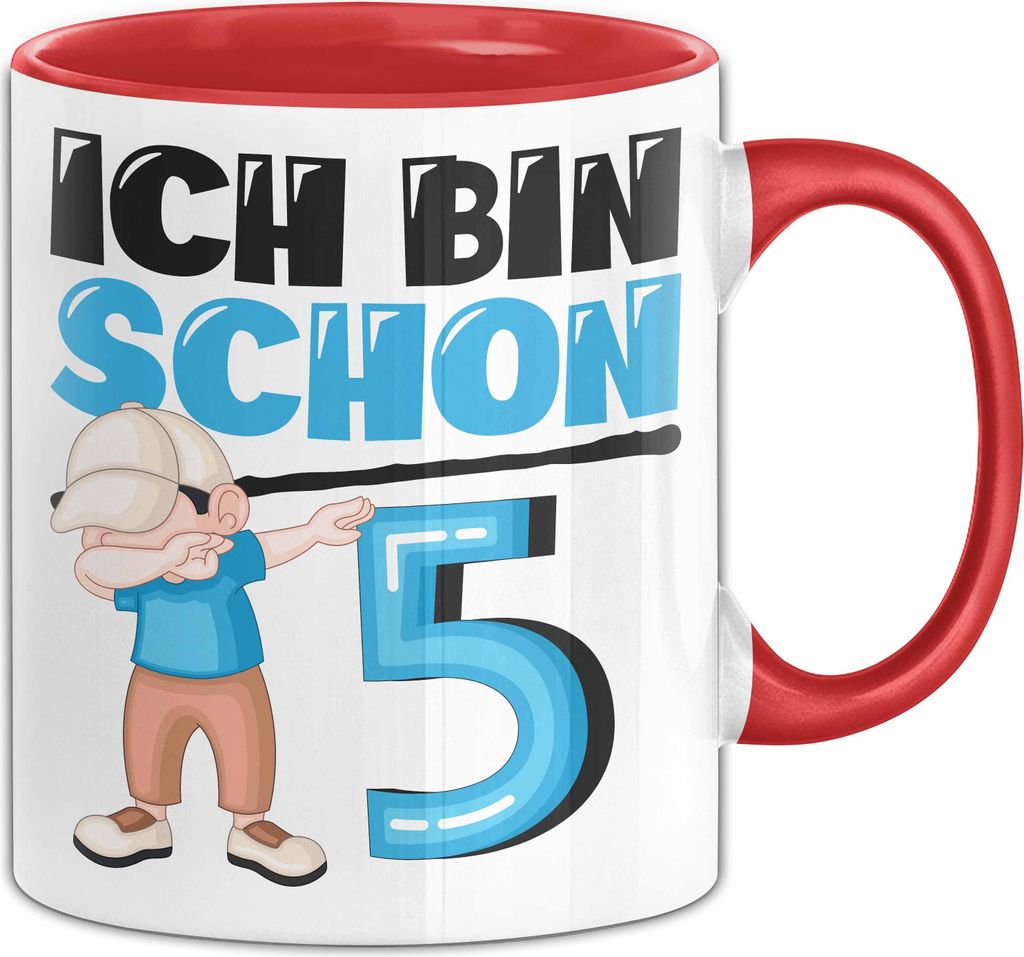 5. Geburtstag Geschenk Tasse Becher Jungs Dab Geburtstagsgeschenk Ich Bin Schon 5 (Rot)