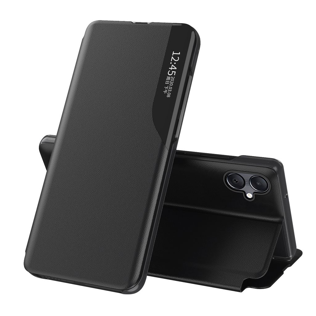 Dünn Flip Stand Cover Kunstleder Schutzhülle für Samsung Galaxy A06 Schwarz