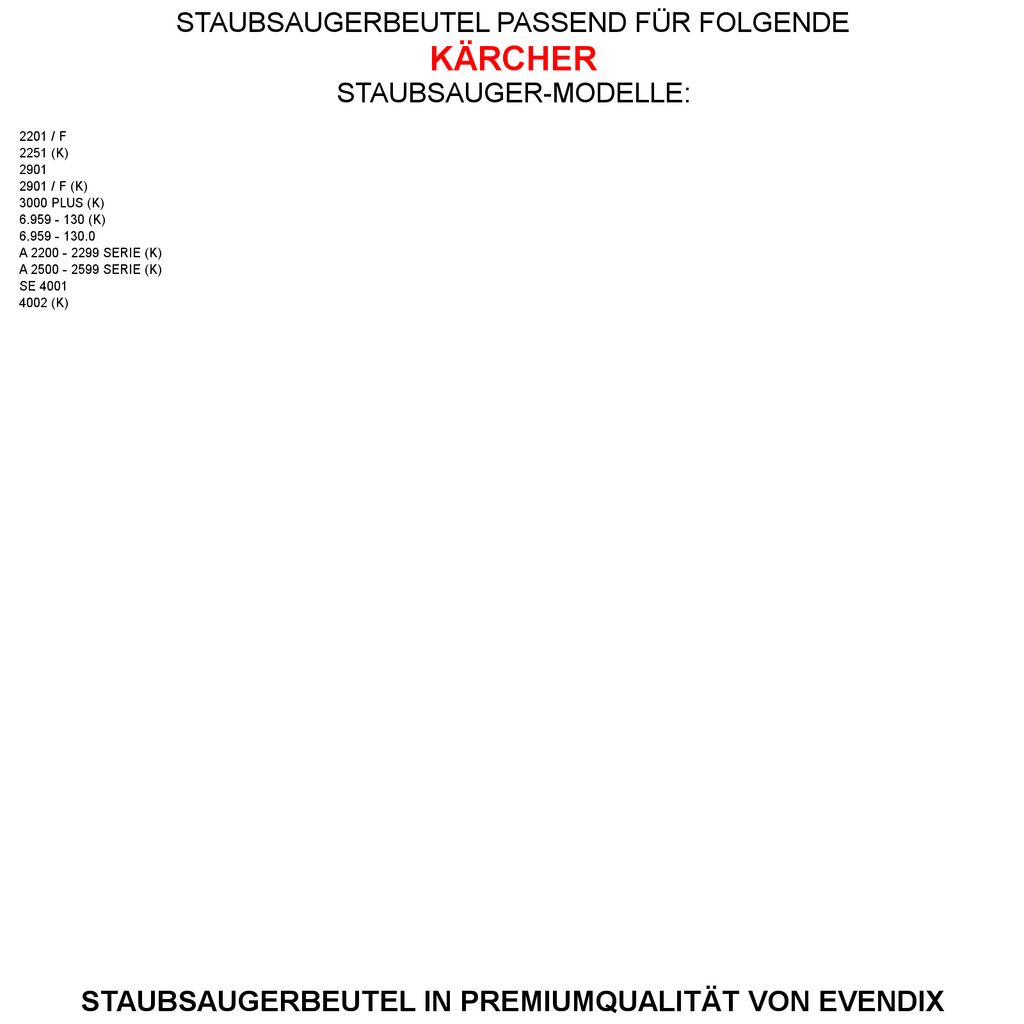 30 Staubsaugerbeutel kompatibel mit KÄRCHER SE 4001, 4002 (K)