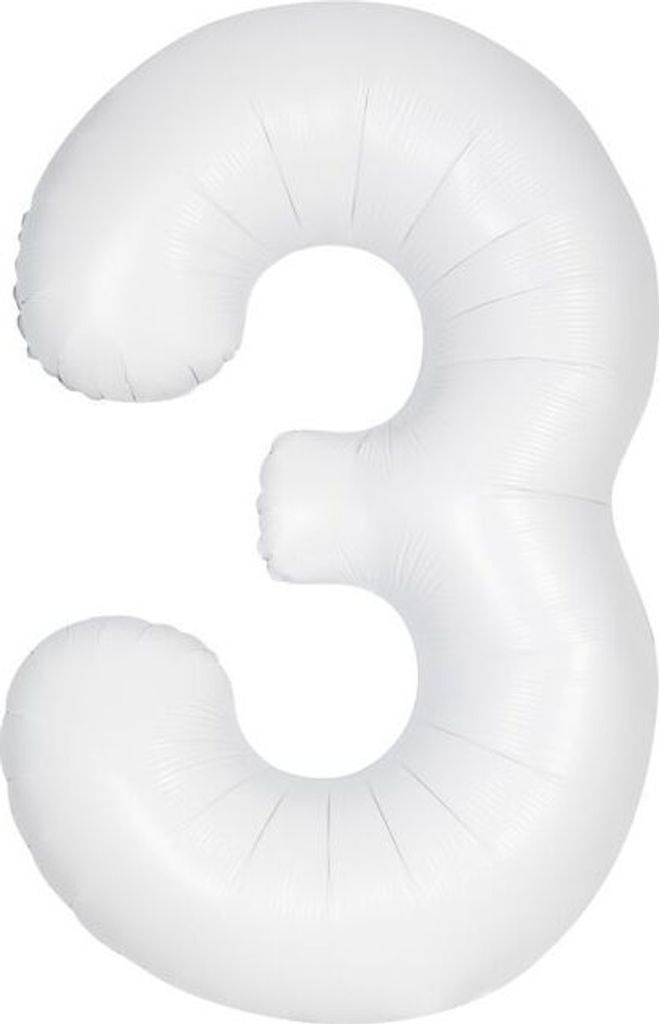 Unique Folienballon Zahl 3 weiß XL 86 cm Produktbild 