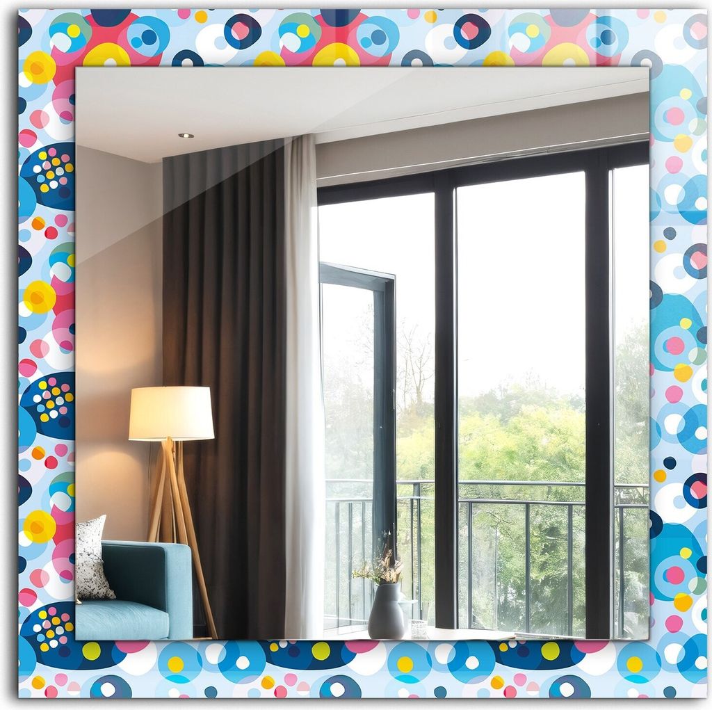 Dekorativer Wandspiegel - Bedruckter Spiegel - Motiv - 60x60 cm - Bunte Abstrakte Muster