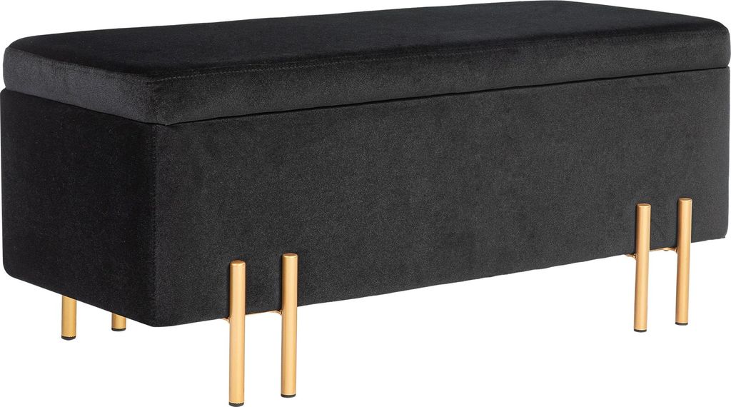 HOMCOM Gepolsterte Sitzbank mit Stauraum, Metall, Holz, Produktbild 