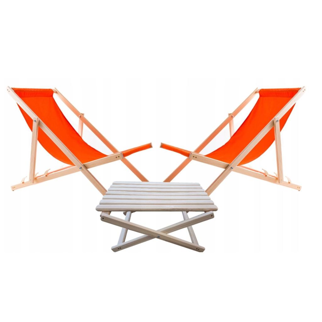 Liegestuhl mit Couchtisch – 2-teiliges Gartenmöbel-Set aus Holz, Orange – Klappbarer Relaxstuhl & Beistelltisch – Wetterfest, für Balkon, T...