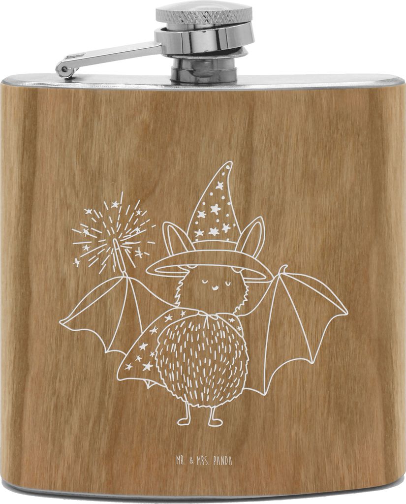 Mr. & Mrs. Panda Flachmann Fledermaus Zauberer - Transparent - Geschenk, Fledermäuse, Magier, Frauen, Tiere, Alkoholflasche, edelstahl, feldflasch...