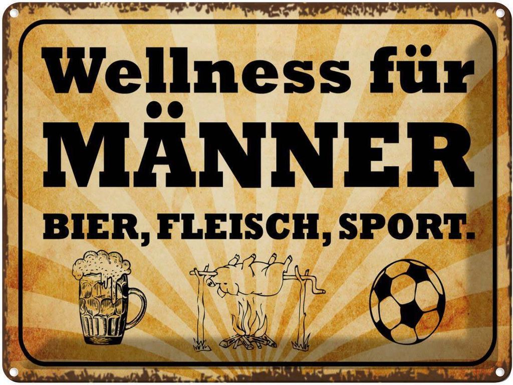 vianmo Blechschild 30x40 cm Wellness Männer Bier Fleisch Spruch Zitat