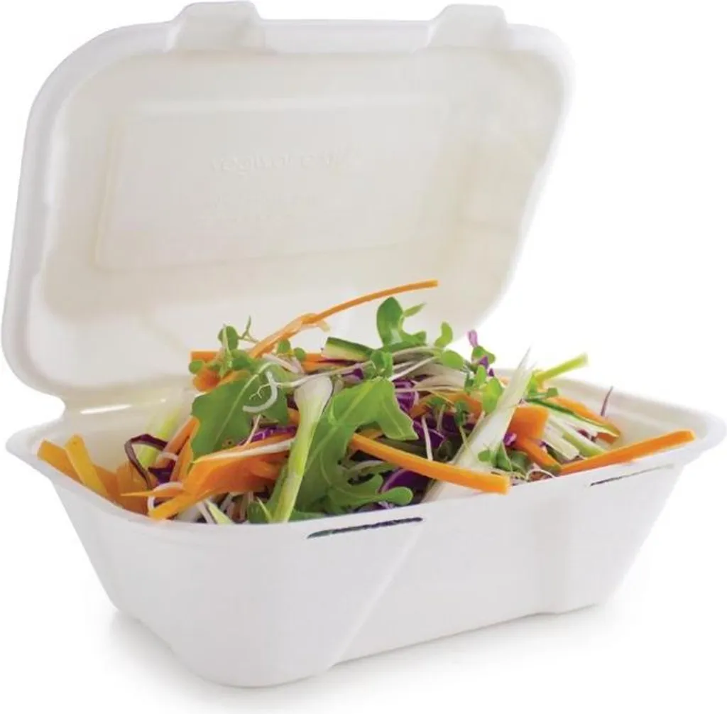 Vegware Boîtes Repas Compostables en Bagasse 22,8 cm avec Couvercle