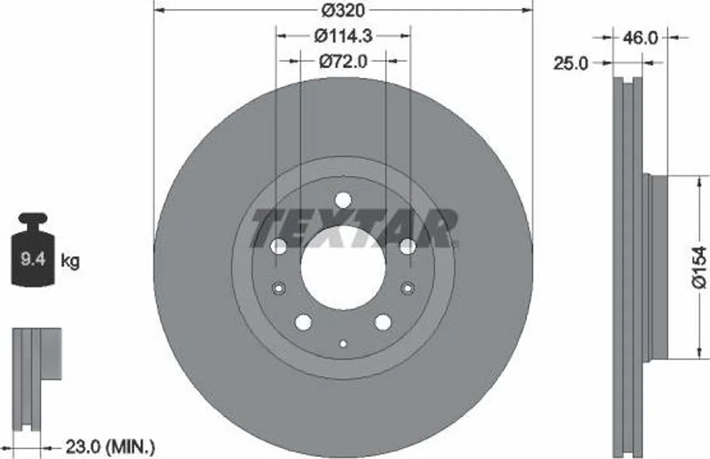 Disque de frein anti-vibration TEXTAR 92166300 remplace OE G31Y3325XA