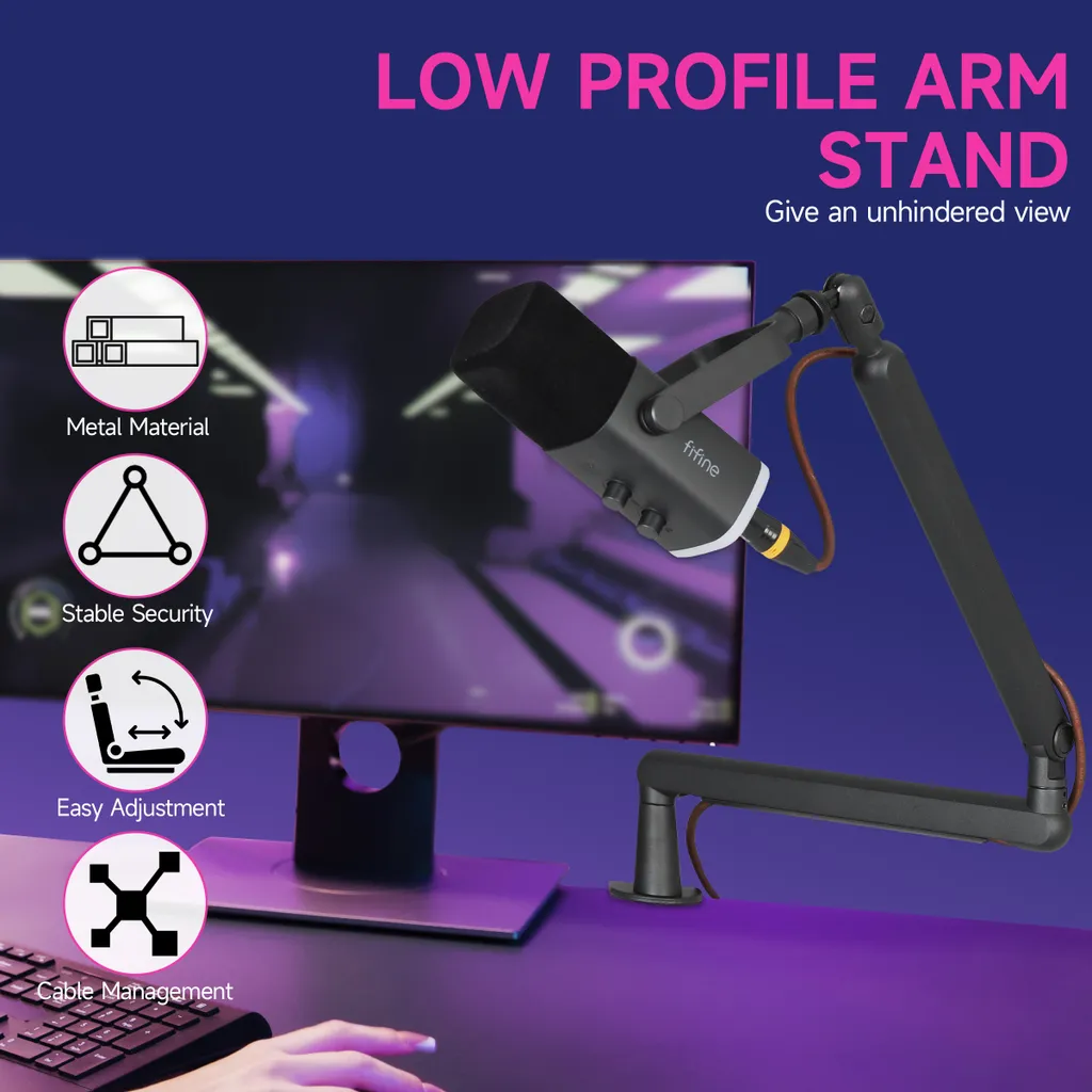 Support Micro Anti-Vibration avec Bras Réglable pour Bureau de Studio