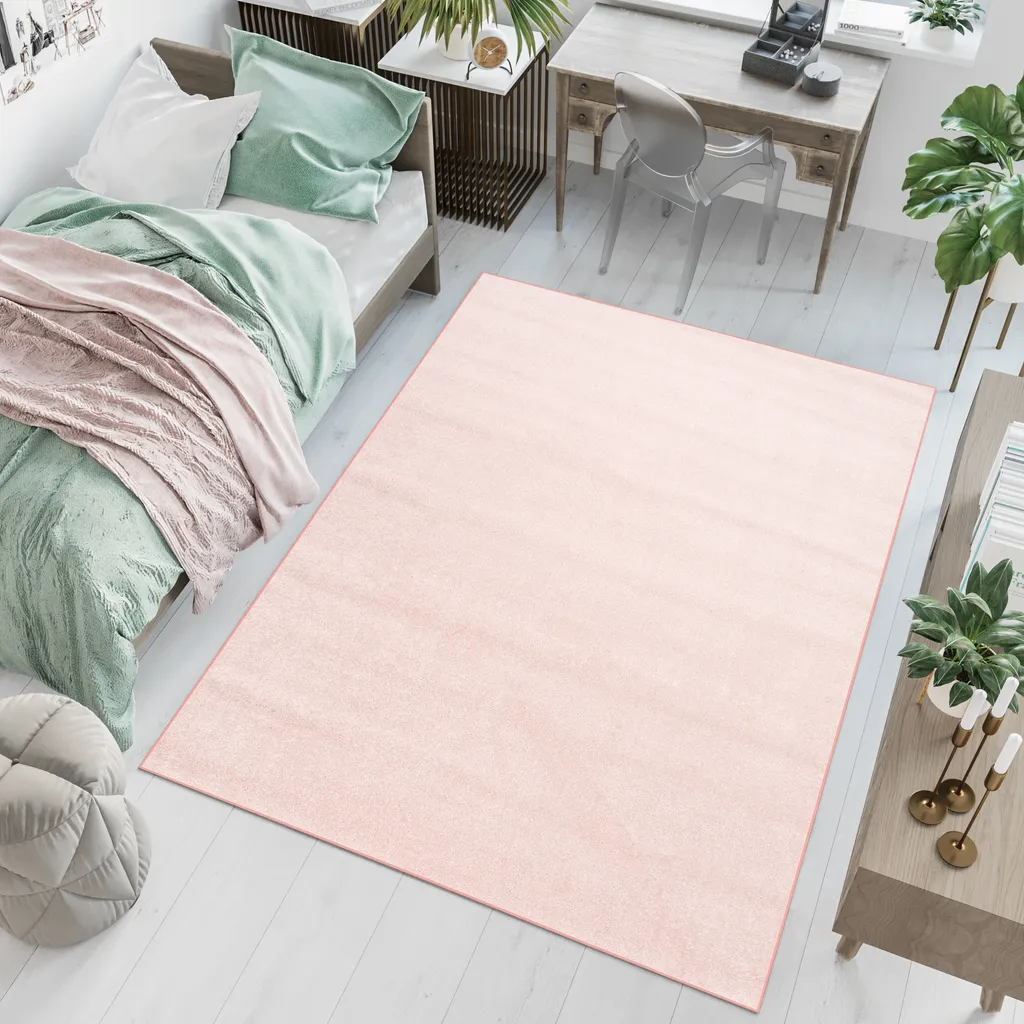 Tapis de salon rose 180x260 cm, revêtement de sol design doux et épuré