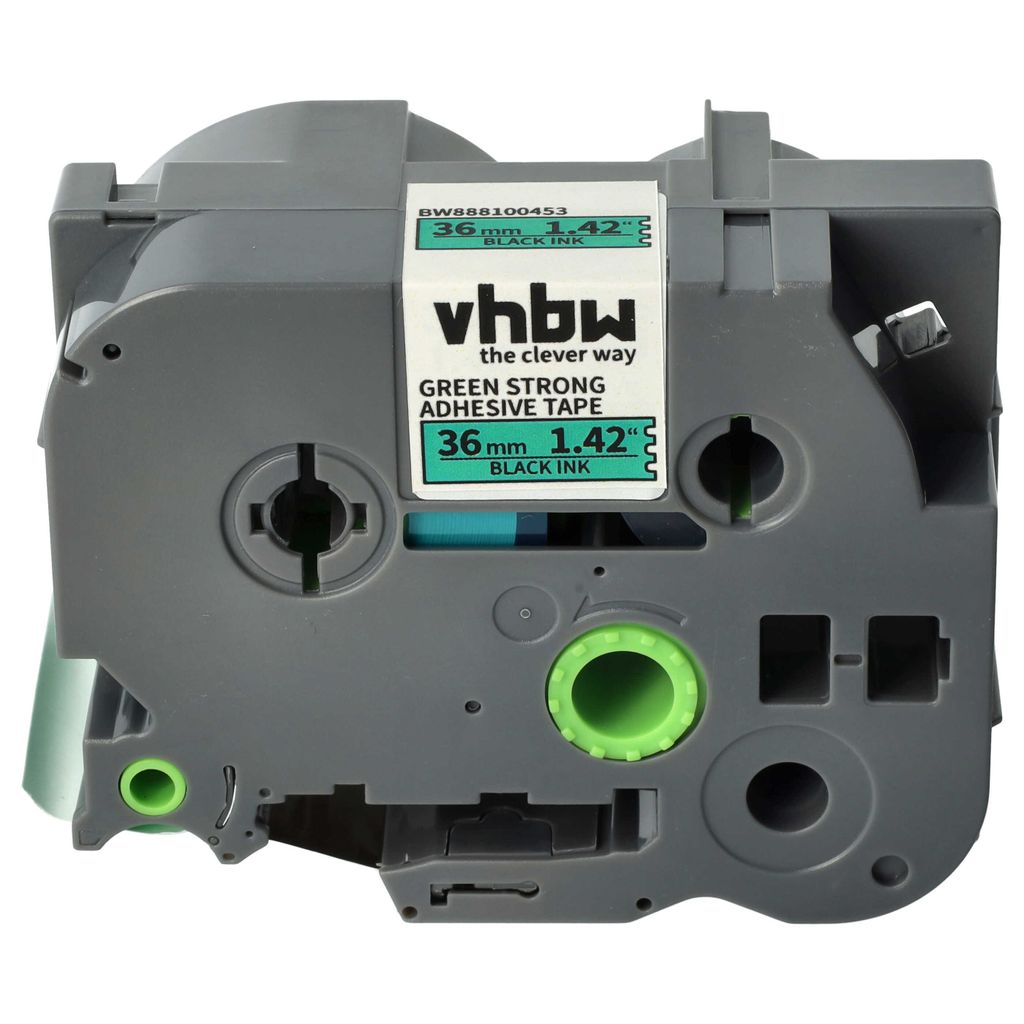 vhbw Schriftband-Kassette kompatibel mit Brother PT RL700S, P900W, P950NW, P950W Etiketten-Drucker 8m x 36mm Schwarz auf Grün, Extra Stark, Laminiert