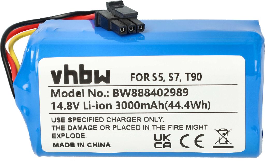 vhbw Akku kompatibel mit Qihoo T90, S7, S9, 360 S5, X9 Saugroboter (3000 mAh, 14,8 V, Li-Ion)