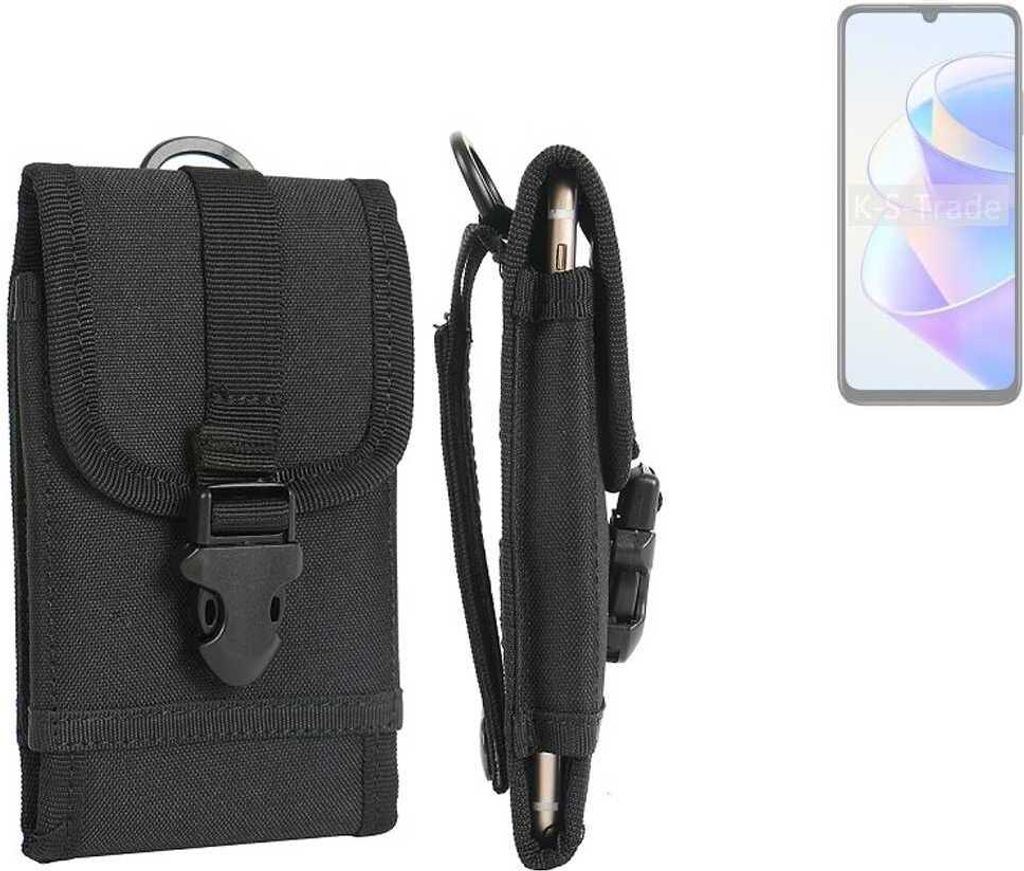 K-S-Trade Holster Handy Hülle kompatibel mit Honor X7a Plus Holster Handytasche Gürtel Tasche Schutz Hülle Robust Outdoor schwarz