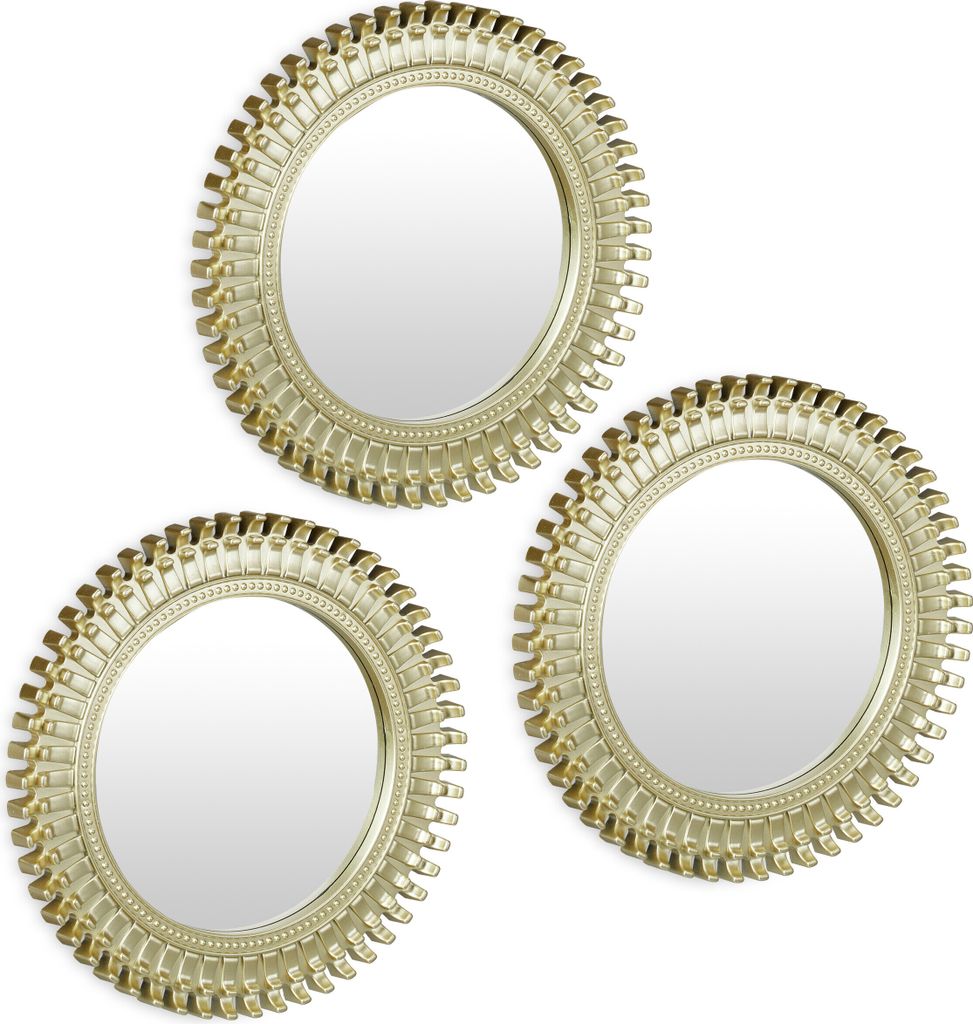 Relaxdays Spiegel 3er Set, runde Zierspiegel, Wohnzimmer, Produktbild 