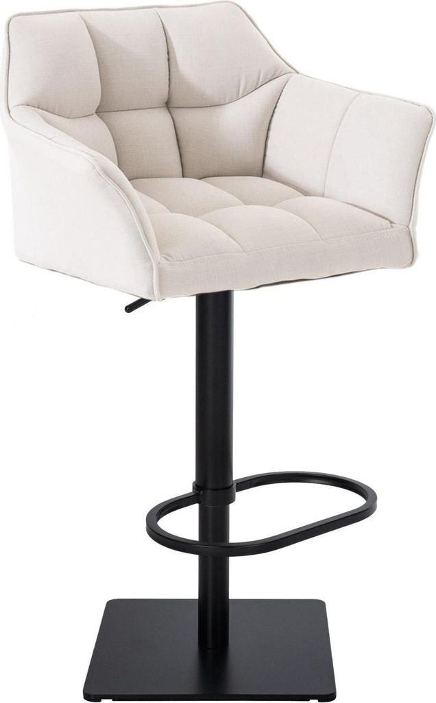 Barhocker mit Stoffpolsterung - Küchenhocker - Höhenverstellbar, Gestell aus Edelstahl Farbe: Weiß | Grundfarbe: Schwarz