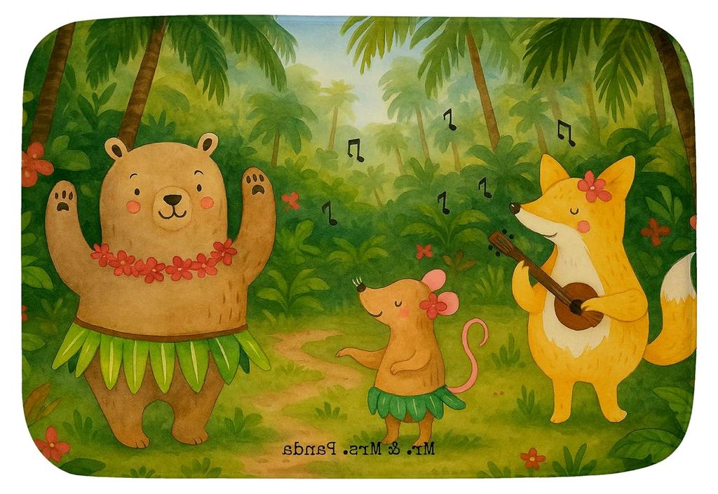 Badematte Waldtiere Aloha Design - Badteppich, Badvorleger, Badläufer, Lustige Sprüche, Duschmatte, Wald, Bär, Igel, Badezimmerteppich