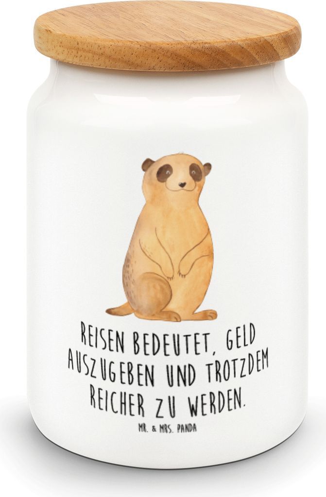 Mr. & Mrs. Panda Dose Erdmännchen - Weiß - Geschenk, Traveling, gebäckdose, Weltreise, Afrika, Spruch, aufbewahrungsbehälter, Vorratsbehälter,...