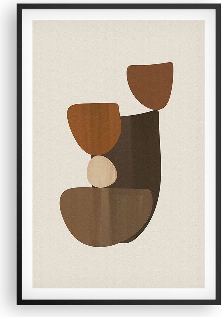 Gerahmtes Poster - Schwarzer Rahmen - Abstraktion Braun Minimalismus - 61x91,5 cm - Wand Bild - Wanddeko - Wandbilder - Wandposter - Bilderrahmen -...