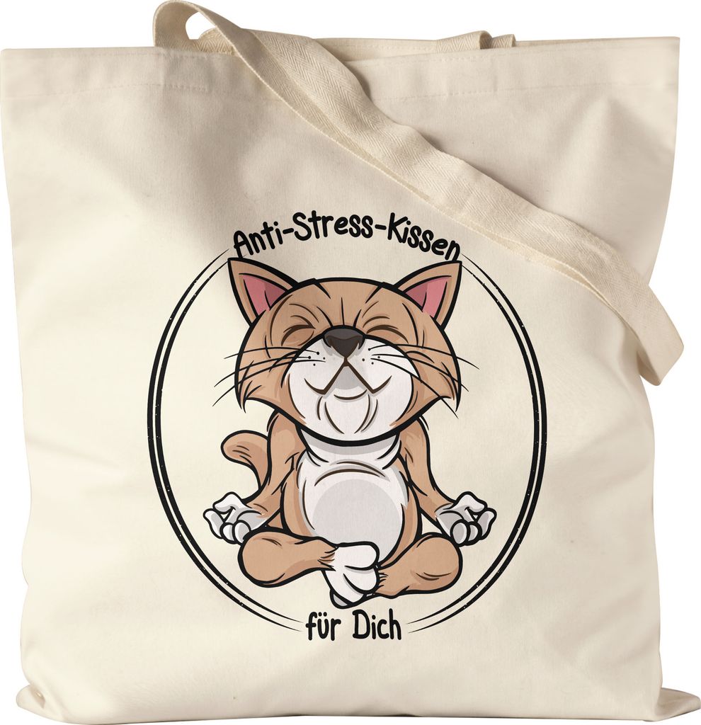 Anti-Stress Jutebeutel Stoffbeutel Canvas Meditation Lustig Spruch Ironie Katze Geschenk-Idee Bürokollegen Chillen Yoga