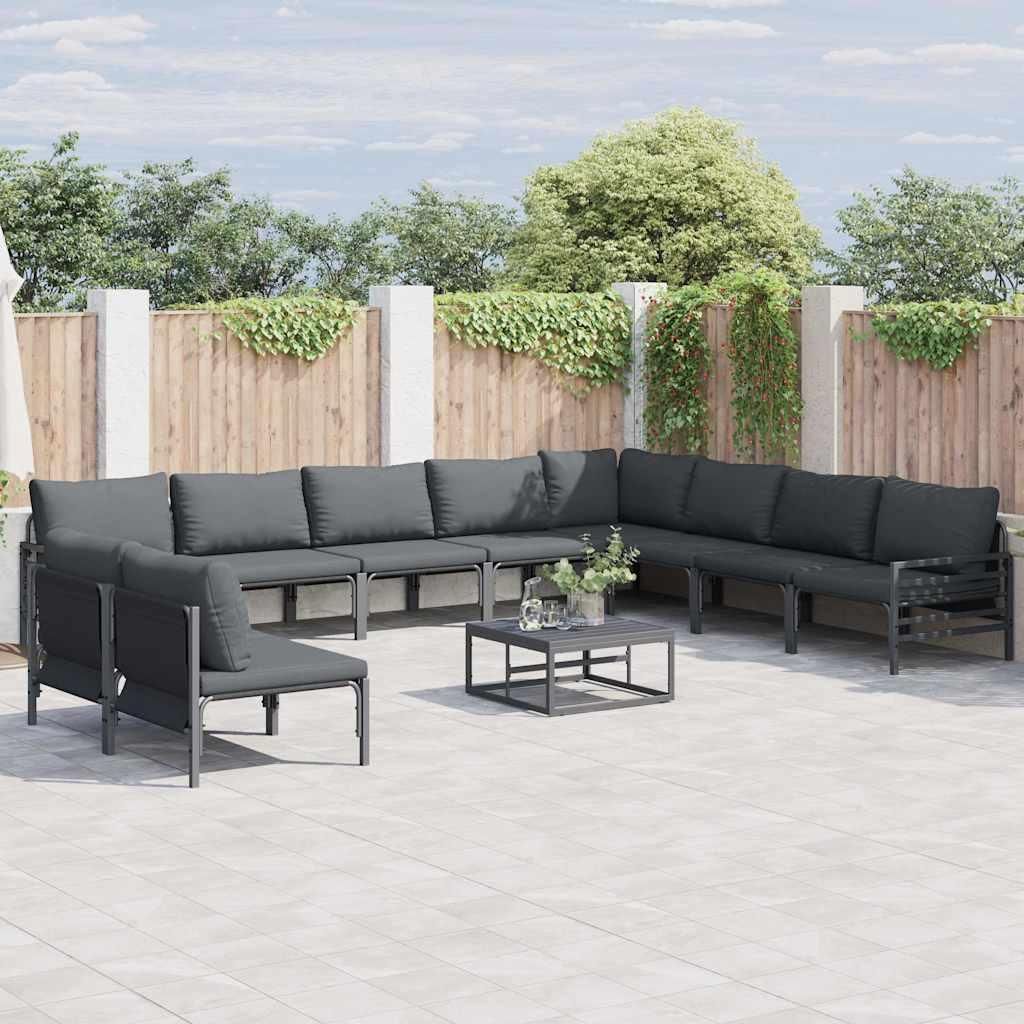 Maison Exclusive - Gartensofa-set mit Kissen 11 pcs Schwarz Stahl