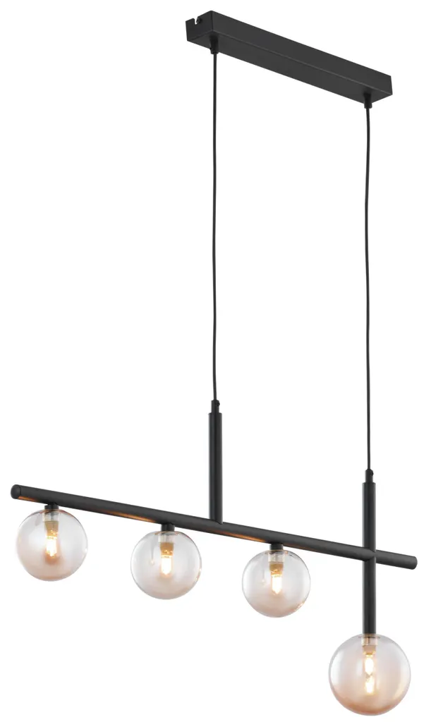Suspension NEPTUN Jupiter noire et ambre 4xG9 métal de 90x86x12 cm