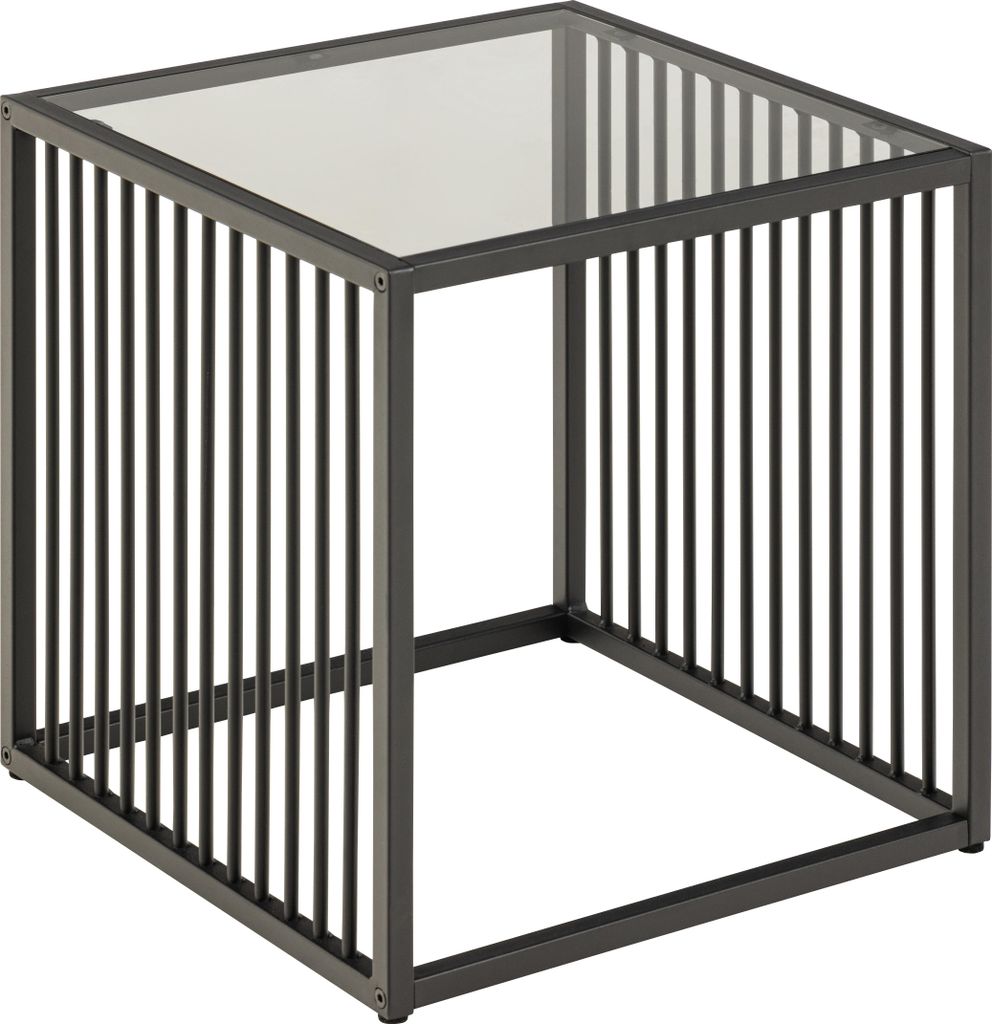 Strington Couchtisch Ecktisch 40x40x40cm Glas, grau.