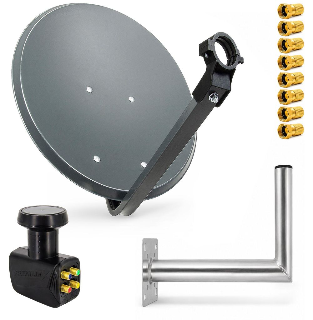PremiumX SAT Anlage 80cm Antenne Quad LNB 8x F-Stecker Produktbild 