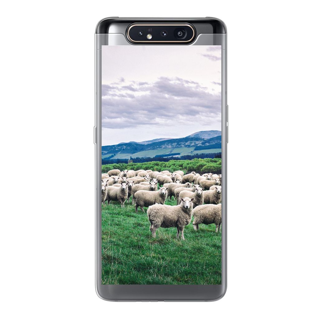 MuchoWow Handyhülle Schutzhülle Hülle für Samsung Galaxy A80 Schafe - Natur - Gras Silikon Softcase Handy Hülle - Schutzdeckel