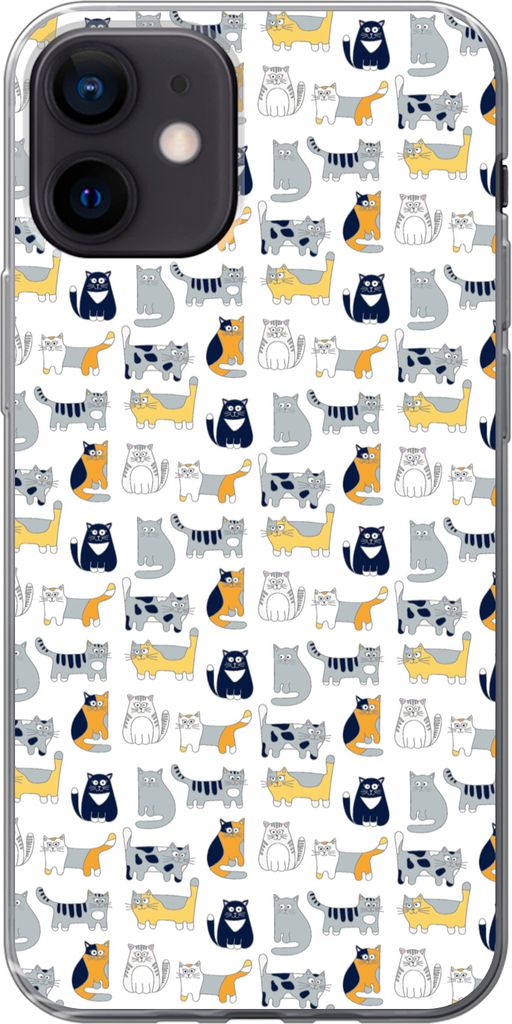 MuchoWow Handyhülle Schutzhülle Hülle für Telefoonhoesje iPhone 12 Muster - Katze - Kater - Jungen - Mädchen - Kinder - Kind Silikon Softcas...