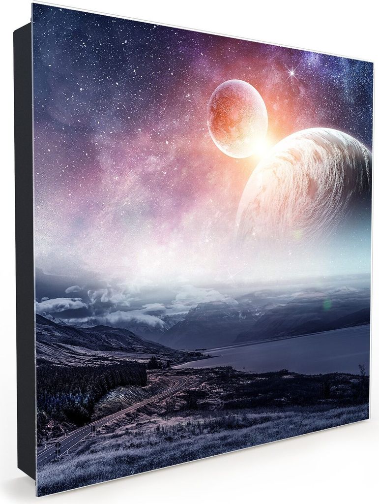 Nachbildung-Schlüsselkasten, Magnetpinnwand und Memoboard mit Glasfront Motiv Planeten