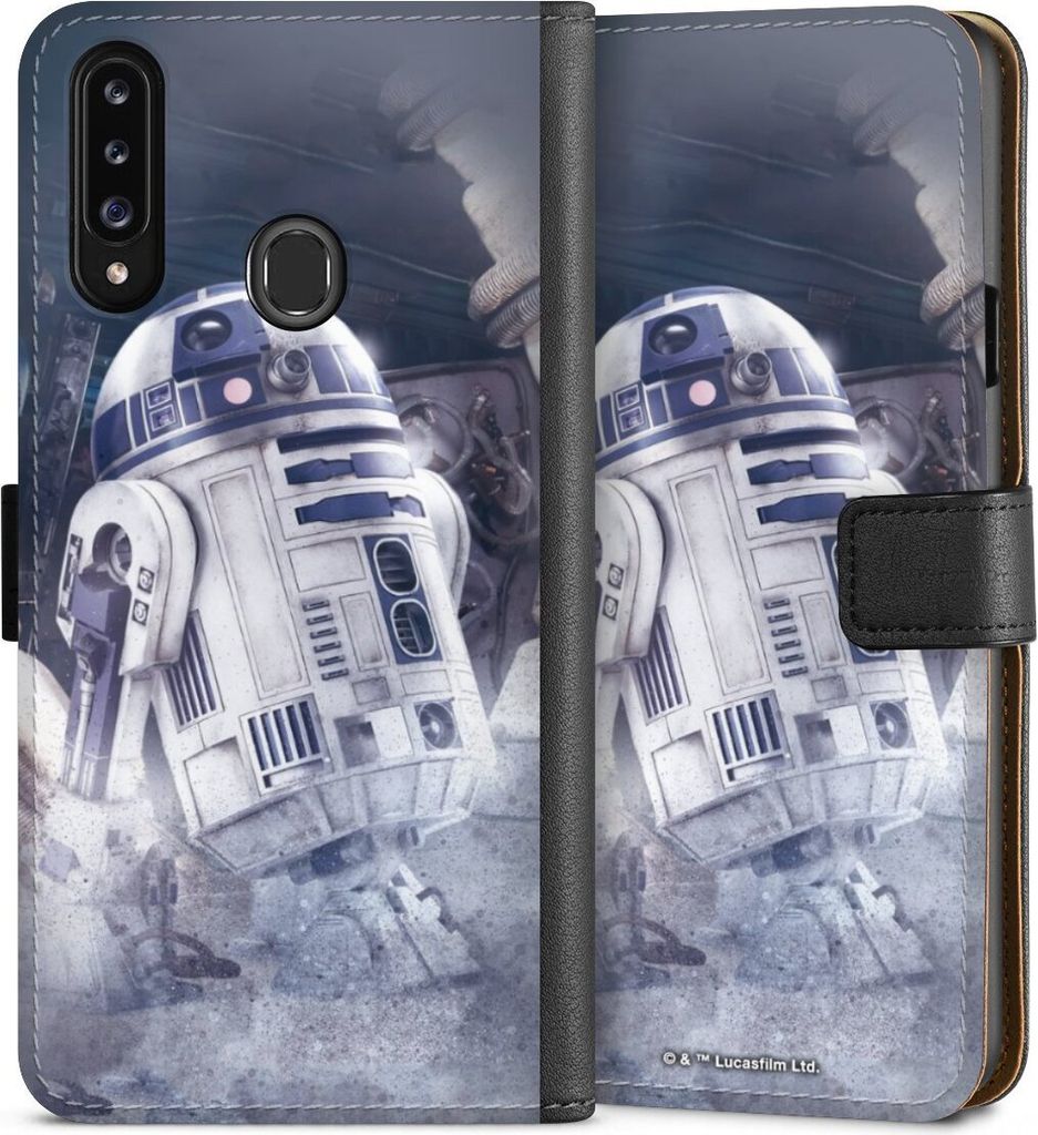 DeinDesign Klapphülle für Samsung Galaxy A20s Handytasche Lederhülle Tasche Fanartikel Roboter Star Wars