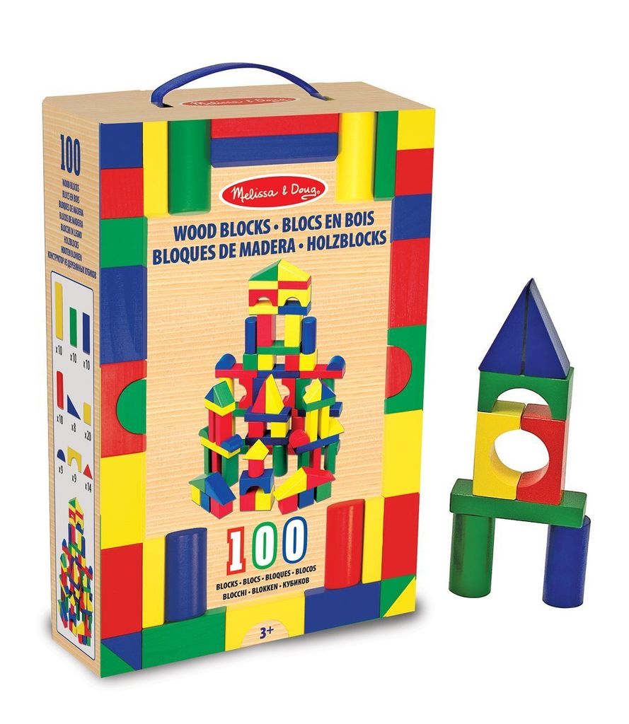 Melissa & Doug 100 Piece Wood Blocks Set, Blau, Grün, Rot, Produktbild 