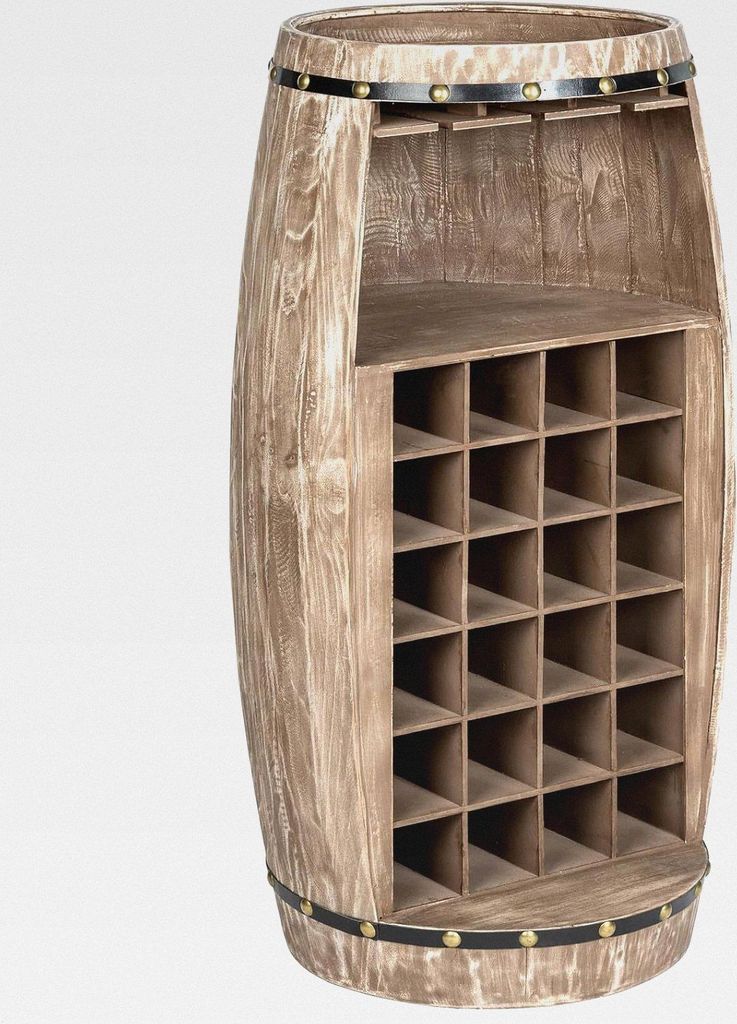 riess-Ambiente.de Shabby Chic Weinregal Bodega 97cm Natur Pinie Weinfass für 24 Flaschen