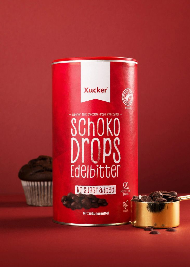 Xucker Schoko-Drops Edelbitter, vegan, zuckerarm mit Xylit, Produktbild 