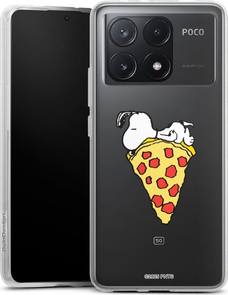 DeinDesign Handyhülle für Xiaomi Poco X6 Pro Silikon Hülle Case Smartphone Schutzhülle Pizza Peanuts Snoopy