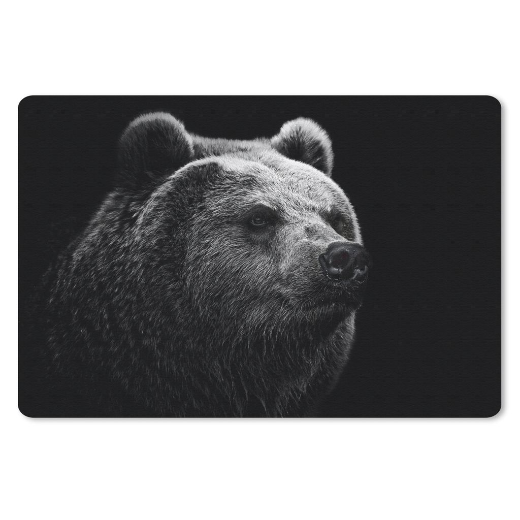 MuchoWow Mauspad Mousepad Kamtschatka-Bär auf schwarzem Hintergrund in schwarz und weiß 27x18 cm - Mousepads - Maus Mat - Pad - Mausunterlage -...
