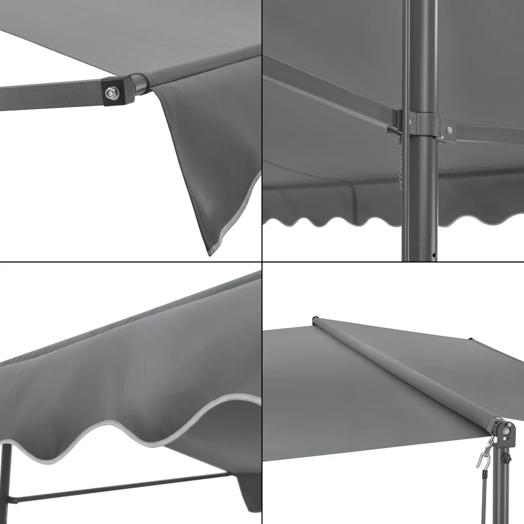 Store double pente 600x300cm grande taille avec structure acier gris