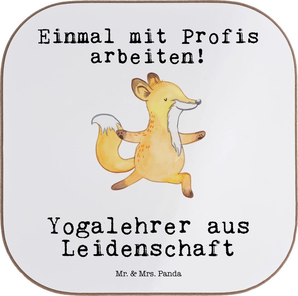 Mr. & Mrs. Panda Tischuntersetzer Yogalehrer Leidenschaft - Weiß - Geschenk, Holzuntersetzer, Untersetzer für Gläser, Getränkeuntersetzer, glä...