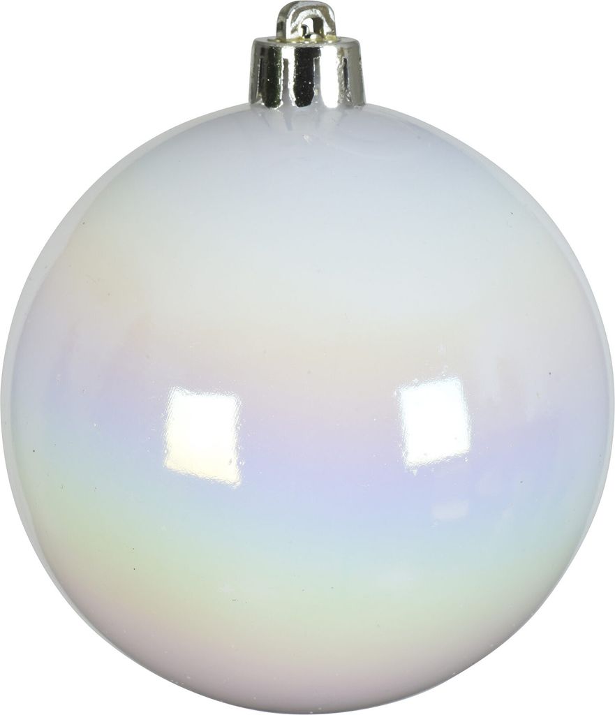 Weihnachtskugeln Kunststoff 10cm 4 Stück - Weiß irisierend Produktbild 