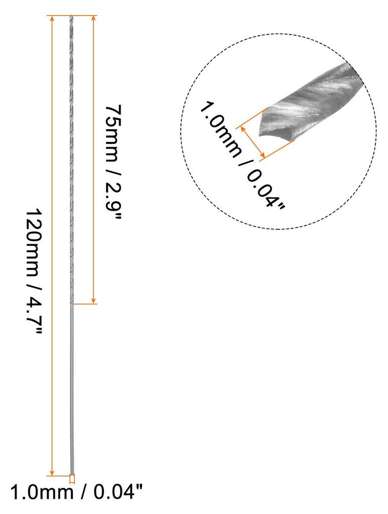 20 Stk Extra Lange Spiralbohrer 1mm HSS Bohrspitze mit Schnellstahl Gerade Schaft Bohrkronen 120mm L?nge fš¹r Metall Holzwork Plastik Alulegierung